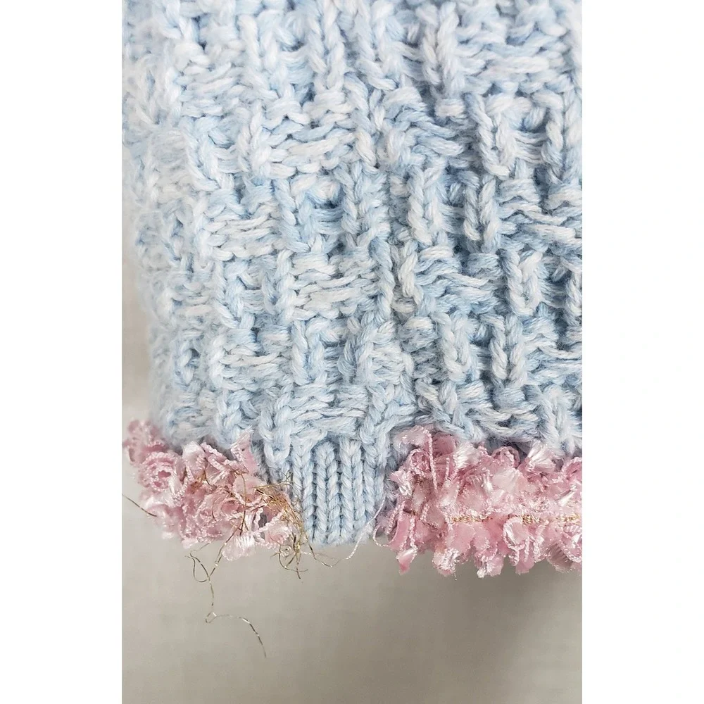 Angel's Face Baby Blue Pink Trim Knit Cardigan Skirt Set 3T 4T Easter Sunday‎